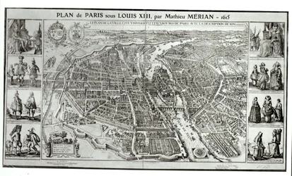 Plano a vista de pájaro de París, 1615